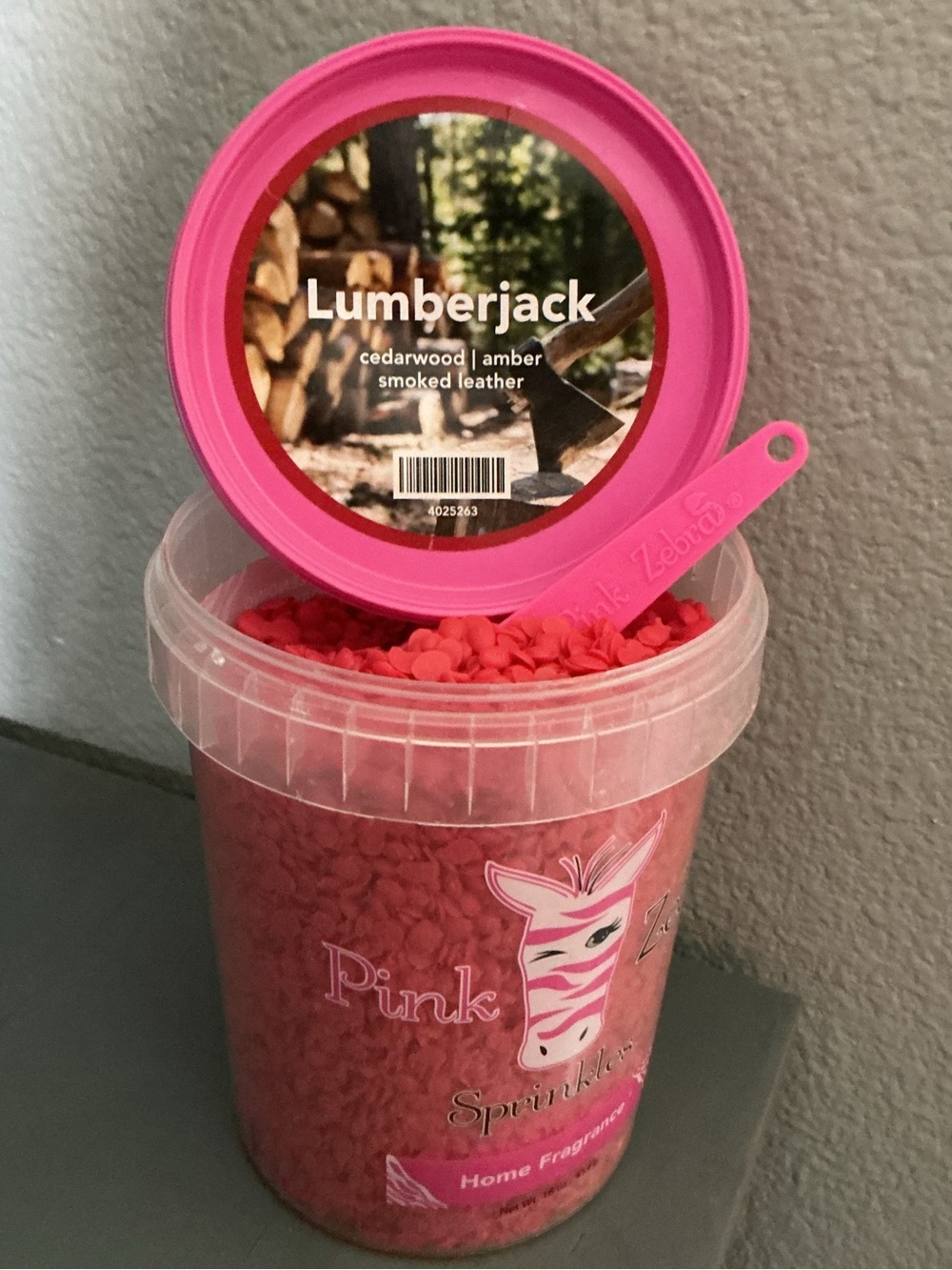 Lumberjack Pink Zebra Wax Melts in a 4 oz blend bag